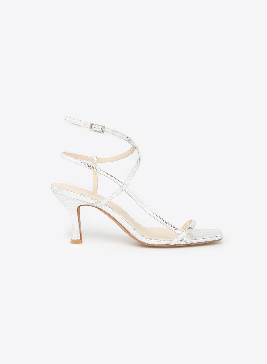 Sandales Sublim en cuir argenté à double brides