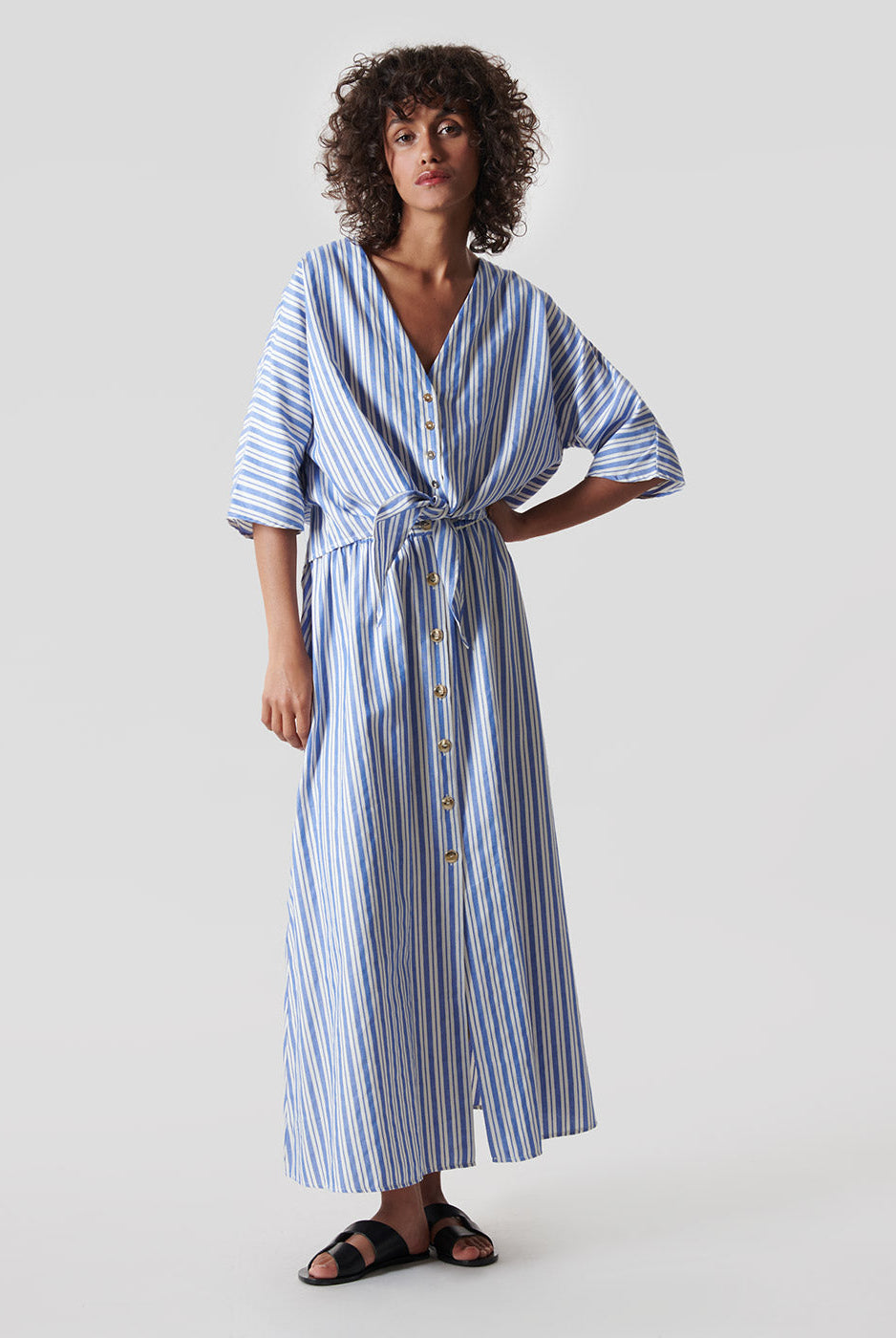 Top Rivage Noeud Coton Rayé Bleu Blanc - Jeanne Vouland