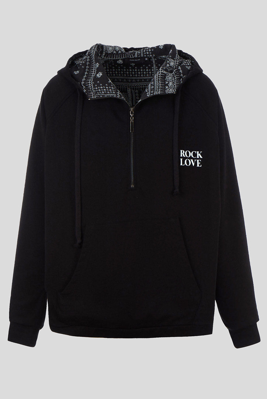 Hoodie Gaspar Zipper Rock Love Bandana Noir - Jeanne Vouland