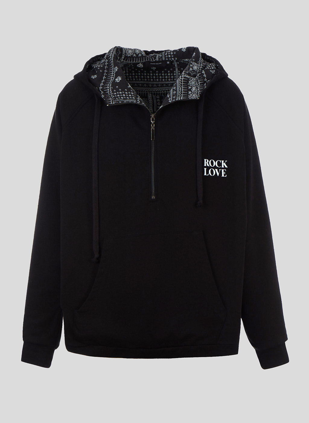 Hoodie Gaspar Zipper Rock Love Bandana Noir - Jeanne Vouland